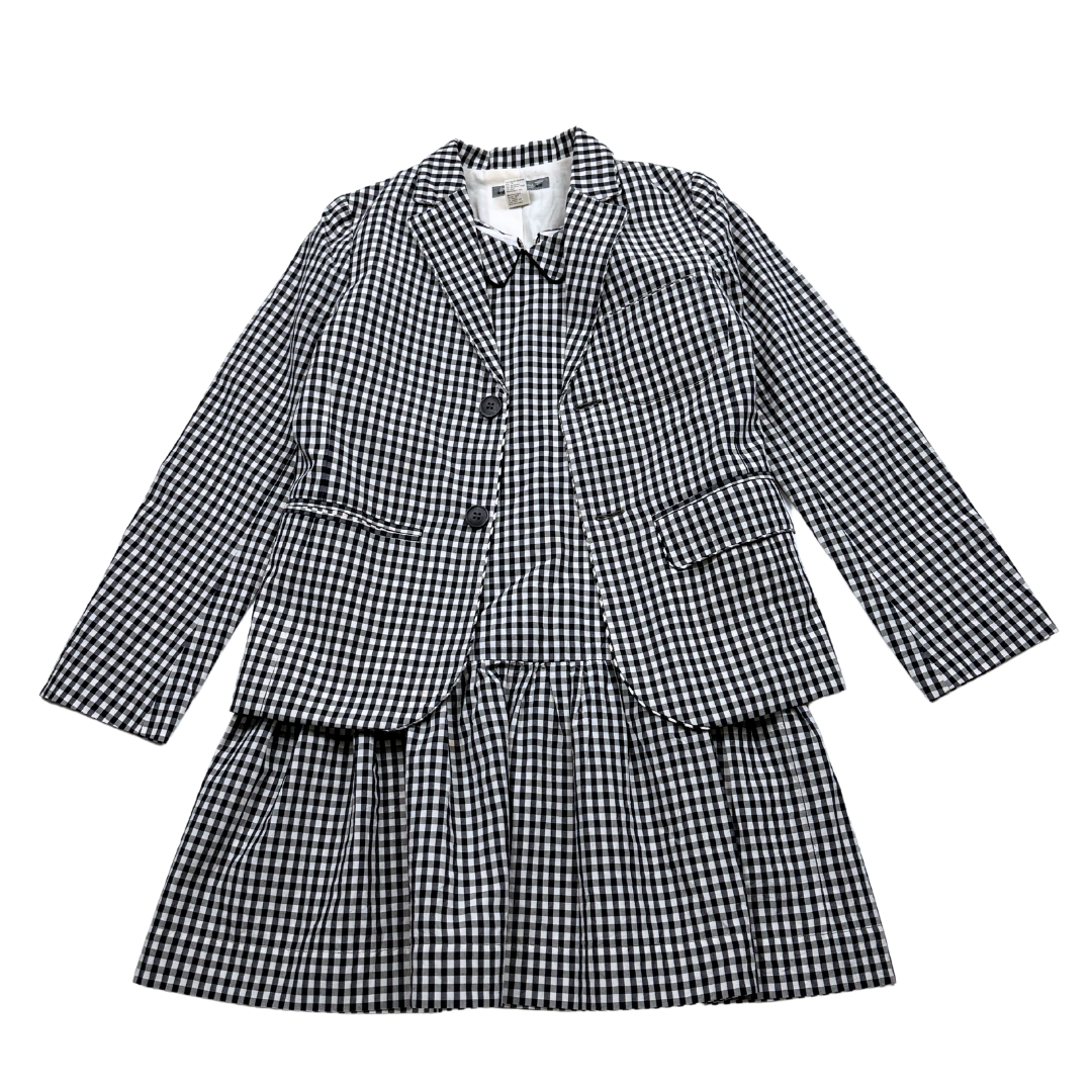 BONPOINT - Black and white gingham print dress and blazer set - 10 years