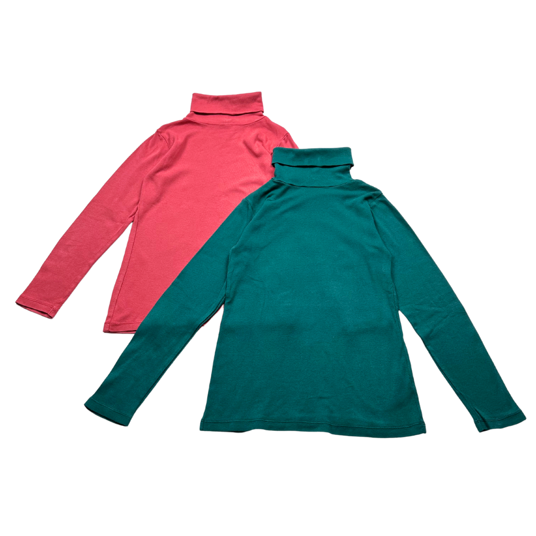 BONTON - Ensemble de t-shirts cols roulés à manches longue rose er vert - 10 ans