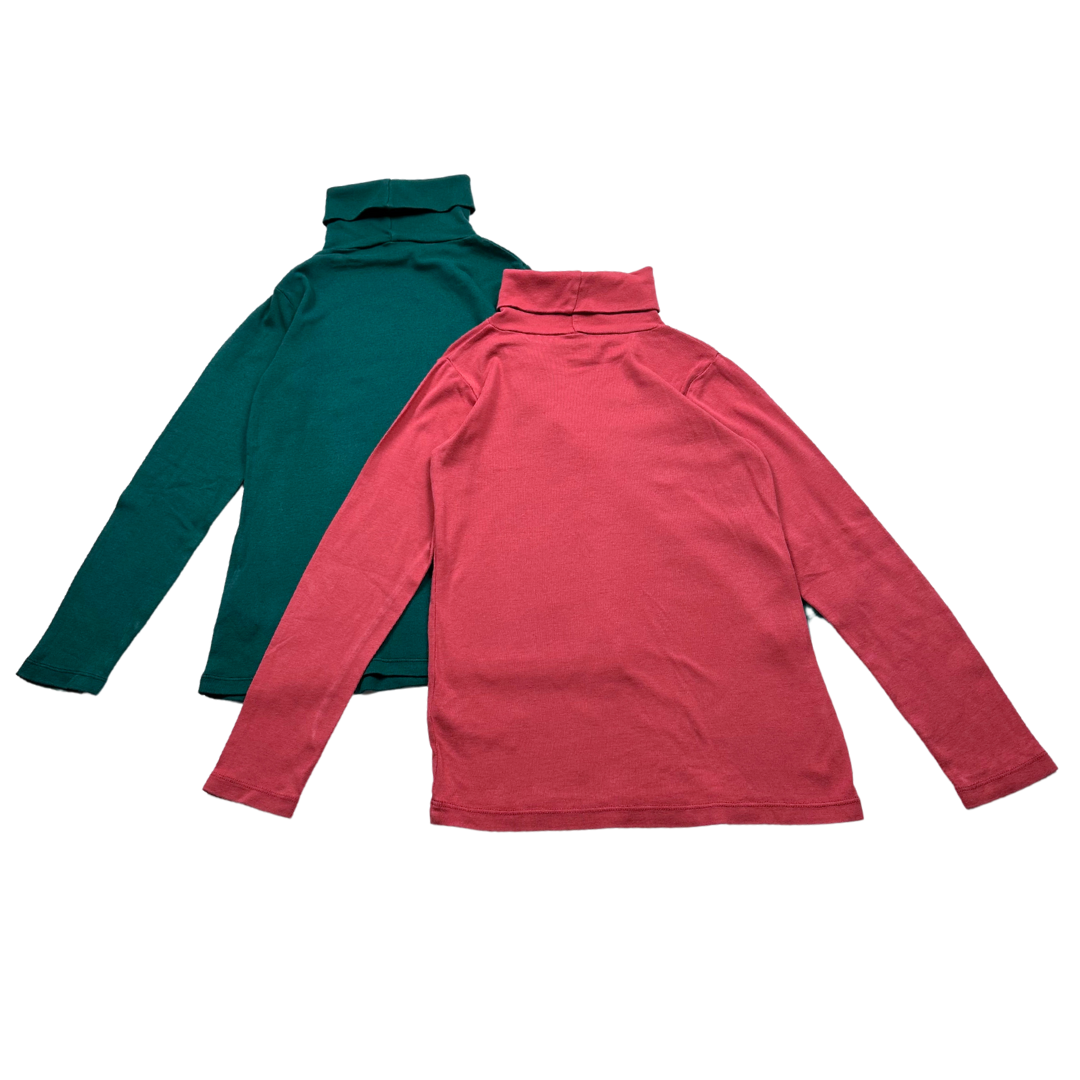 BONTON - Ensemble de t-shirts cols roulés à manches longue rose er vert - 10 ans