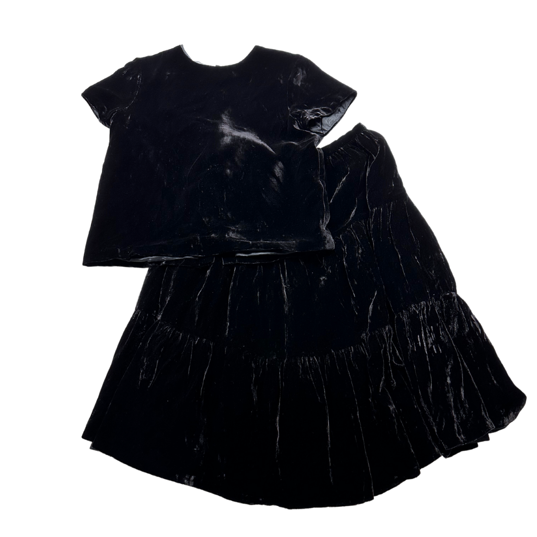 BONPOINT - Black velvet skirt and top set - 12 years