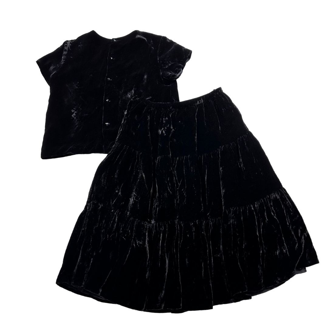 BONPOINT - Black velvet skirt and top set - 12 years