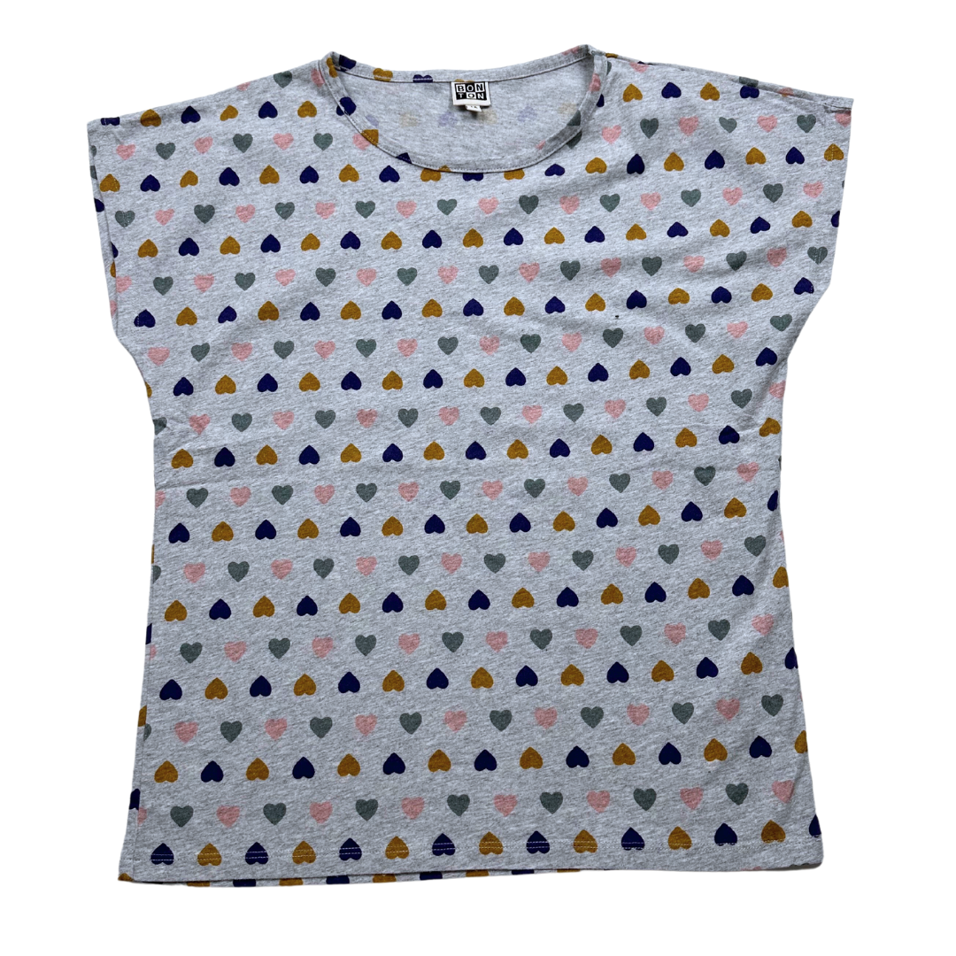 BONTON - T-shirt gris en coton avec coeurs - 12 ans