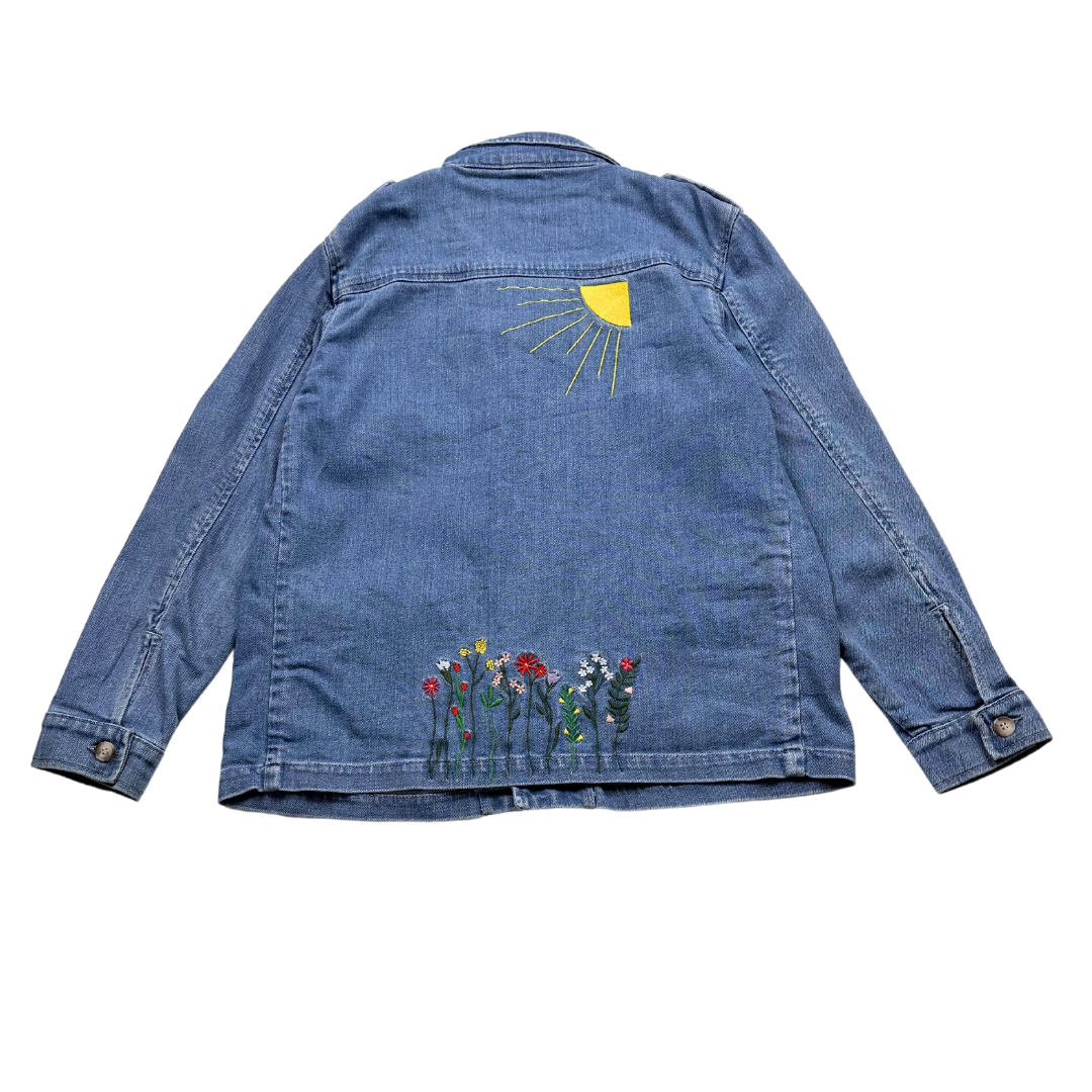 BONTON - Veste en jean bleu et fleurs brodées - 12 ans
