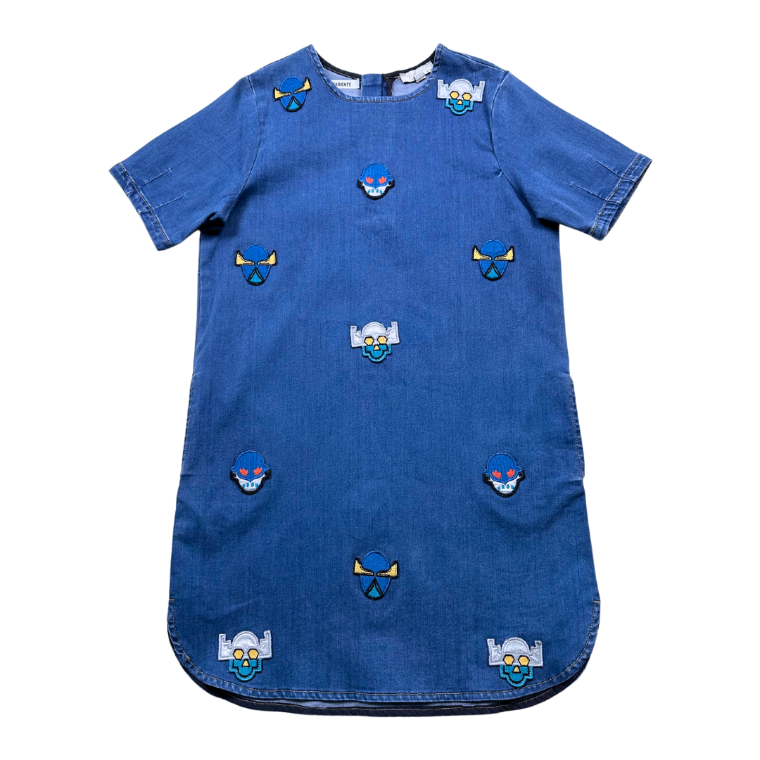 STELLA MCCARTNEY - Robe en jean bleu avec robots brodés - 12 ans