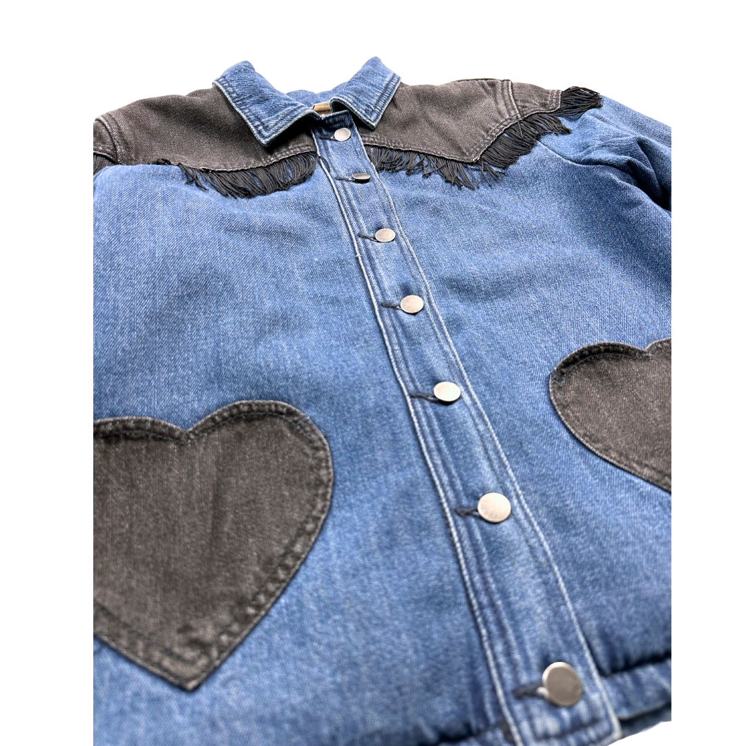 STELLA MCCARTNEY - Veste en jean à franges avec poches cœurs - 12 ans