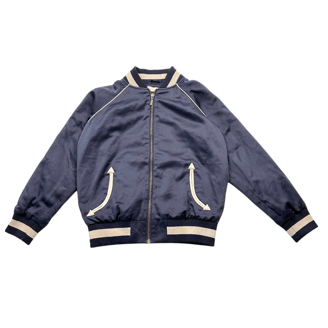 STELLA MCCARTNEY - Veste bomber bleu marine en polyester dos brodé - 10 ans