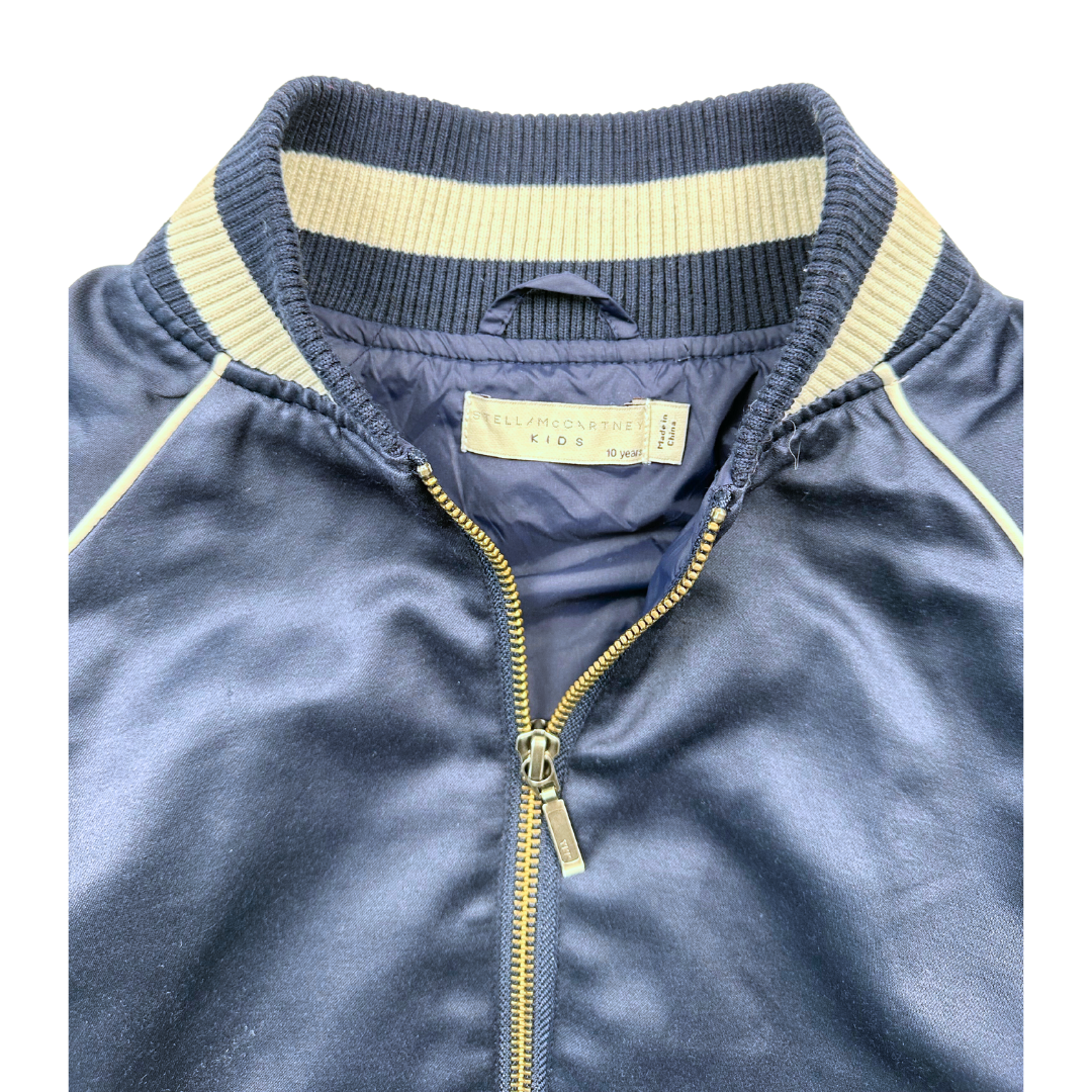 STELLA MCCARTNEY - Veste bomber bleu marine en polyester dos brodé - 10 ans