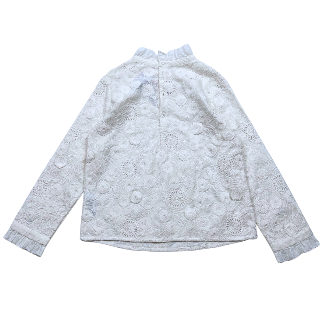 BONPOINT - White embroidered blouse (new) - 10 years