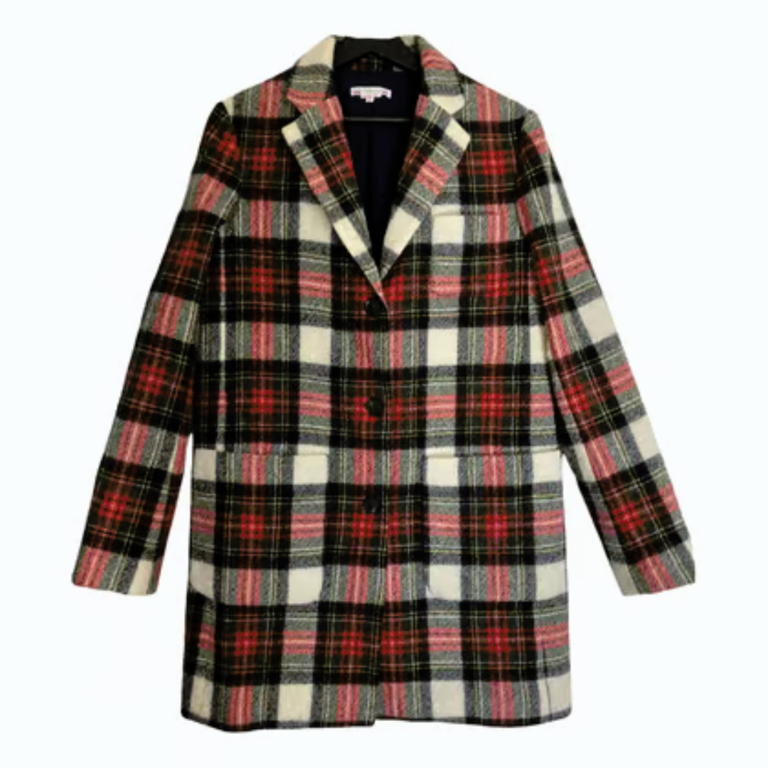 BONPOINT - Manteau écossais en laine, coton et polyester - 10 ans