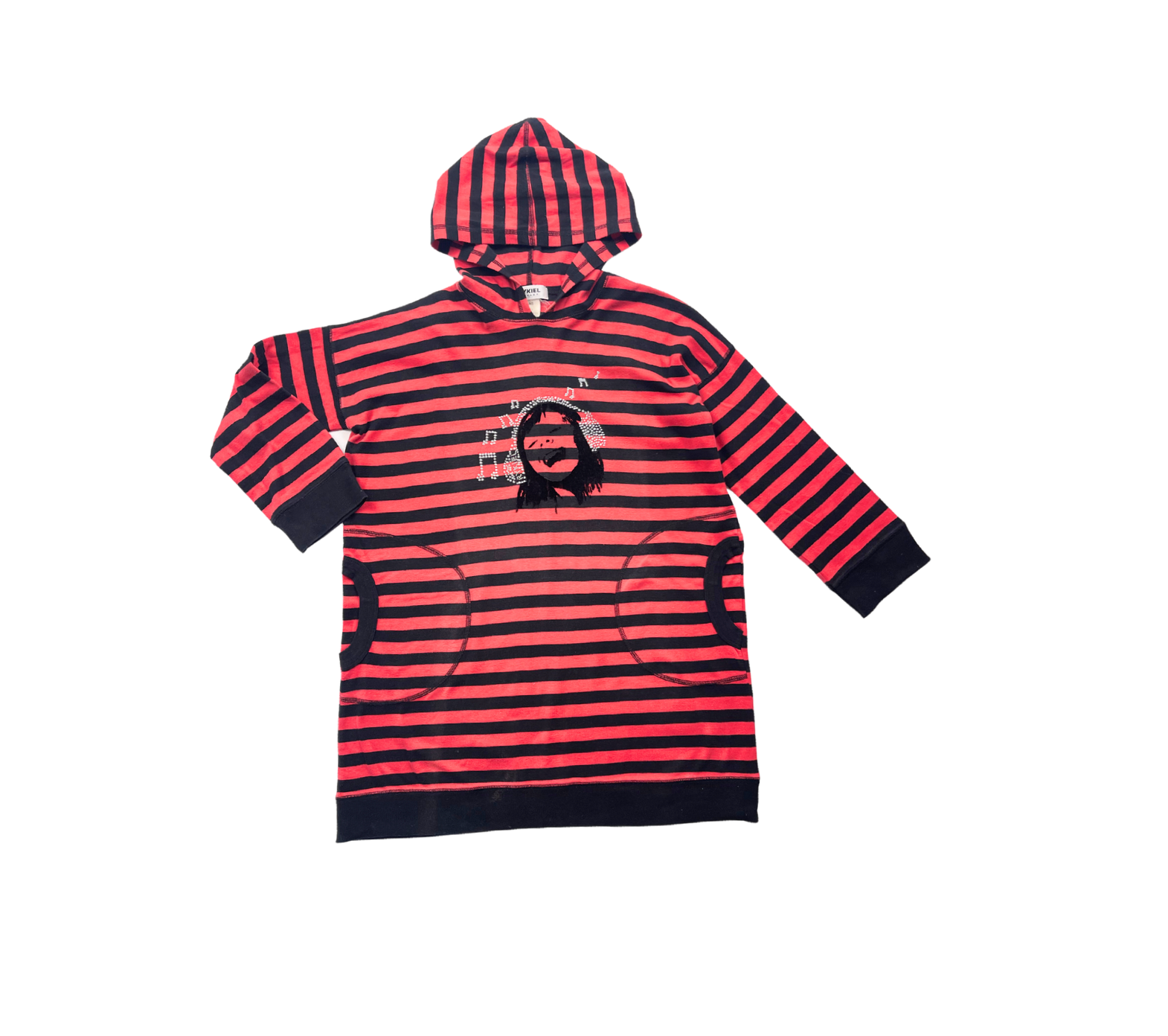 SONIA RYKIEL - Robe pull à rayures rouges et noires - 12 ans