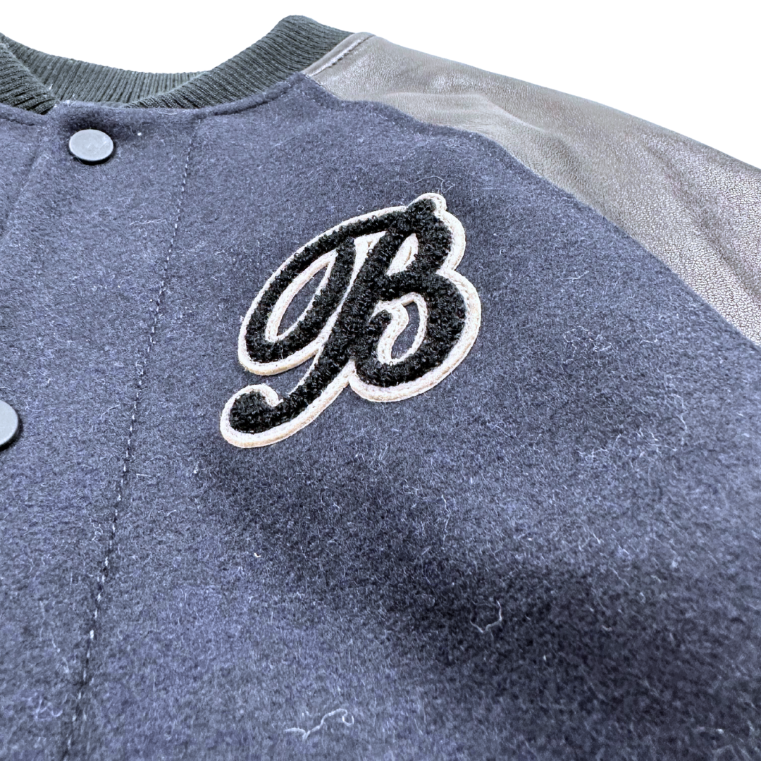 BONPOINT - Black and blue wool and lambskin bomber jacket - 12 years