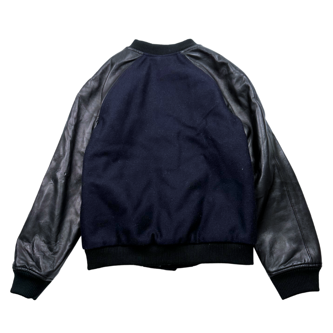 BONPOINT - Black and blue wool and lambskin bomber jacket - 12 years