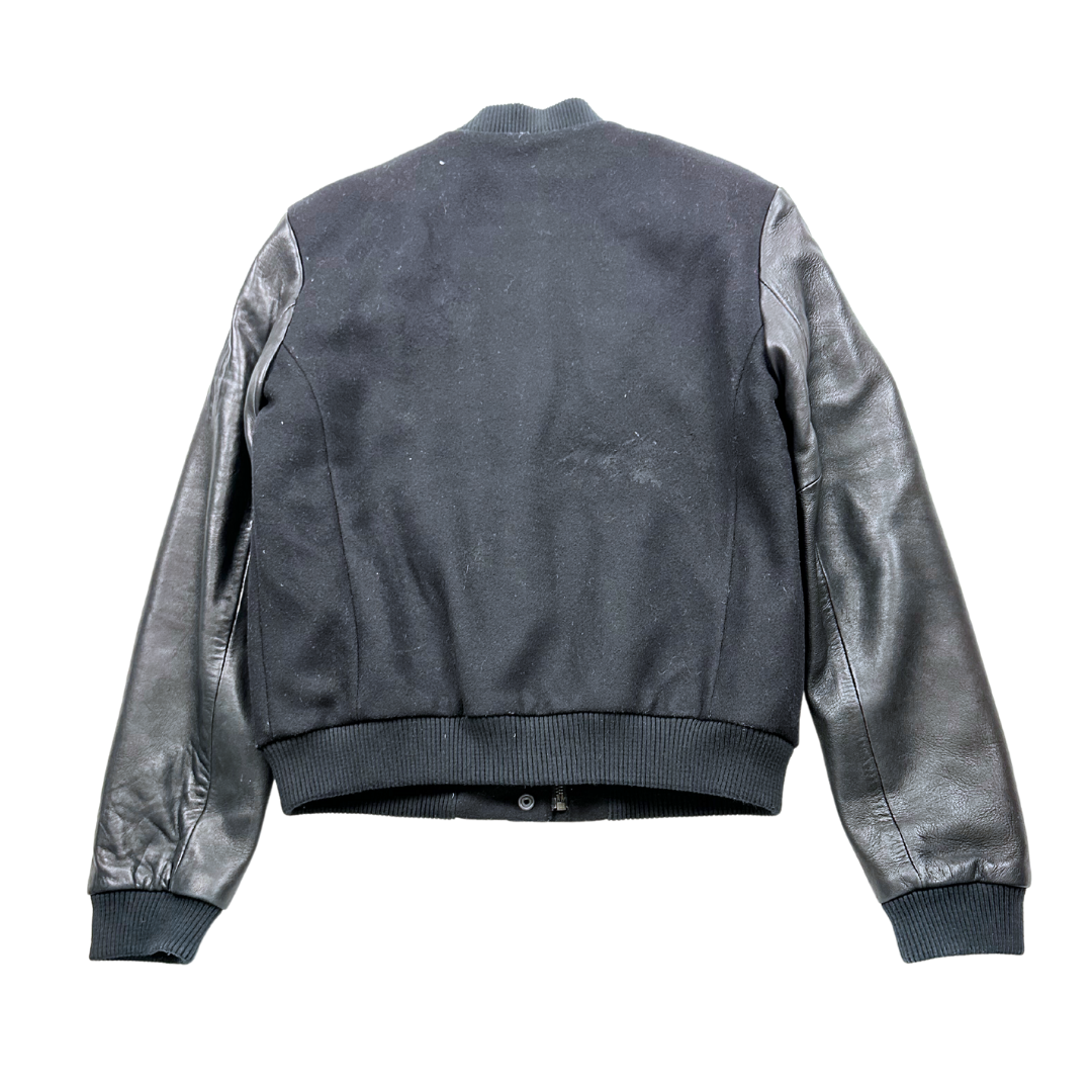 BONPOINT - Black wool and leather bomber jacket - 14 years