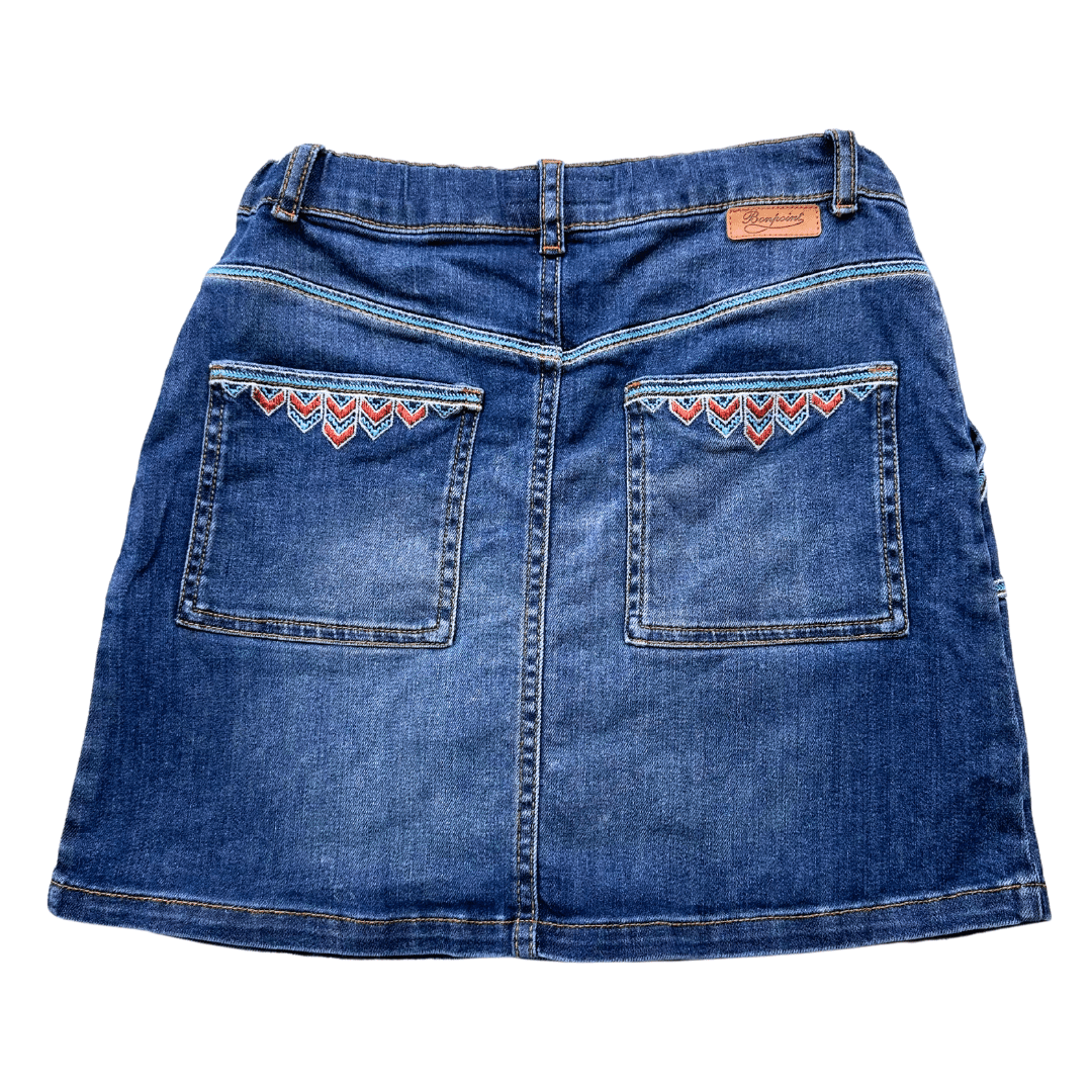 BONPOINT - Blue denim skirt with embroidery - 12 years