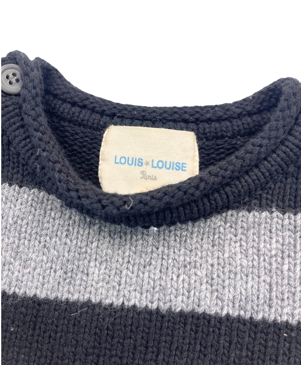 LOUIS LOUISE – Pull en laine à col rond rayé – 10 ans