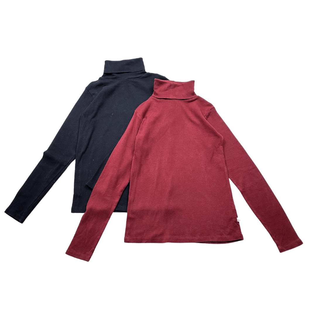 BONPOINT - Lot de 2 t-shirts manches longues et col roulé Noir et bordeaux - 12 ans