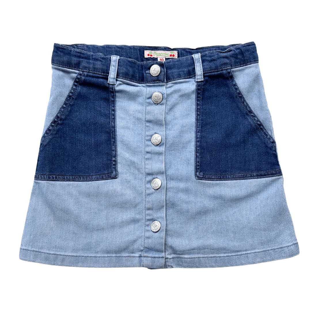 BONPOINT - Jupe en jean bleu foncé et clair - 10 ans