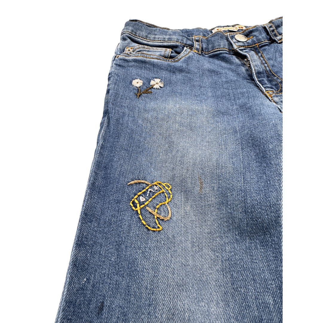 BONPOINT - Blue jeans with embroidery - 12 years