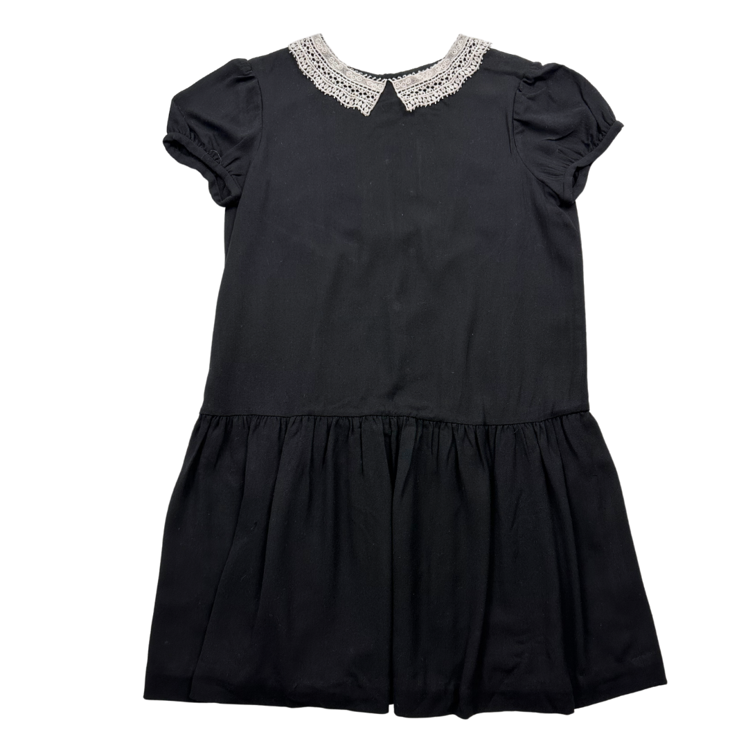 BONPOINT - Robe noire en laine et col en dentelle - 12 ans