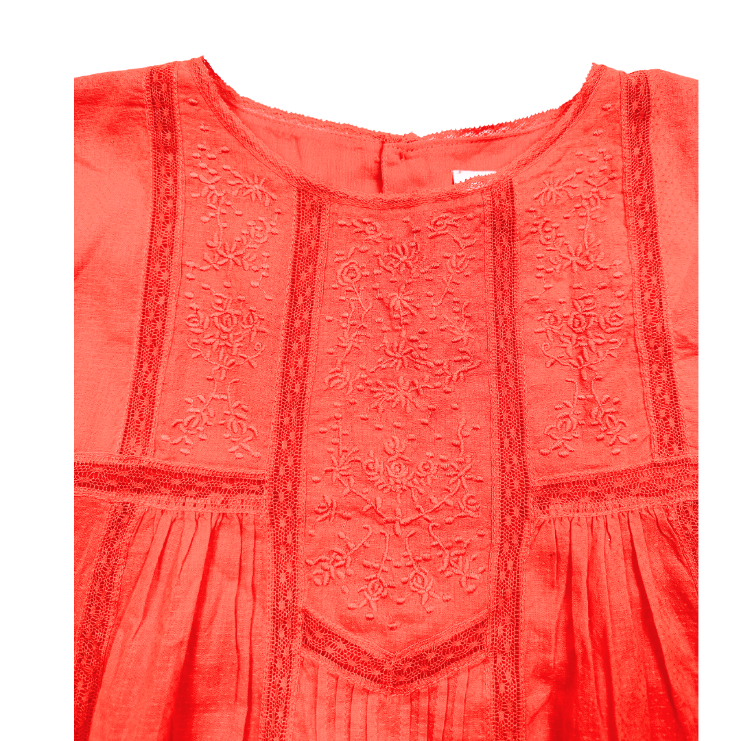 BONPOINT - Robe corail brodée - 14 ans