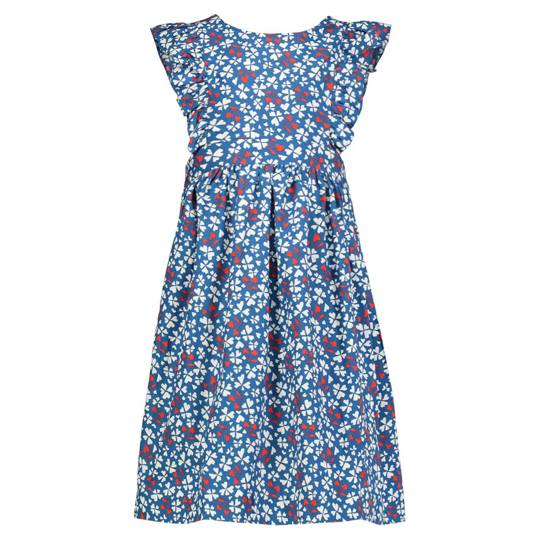 BONPOINT - Robe longue bleu à motifs blanc et rouge - 12 ans