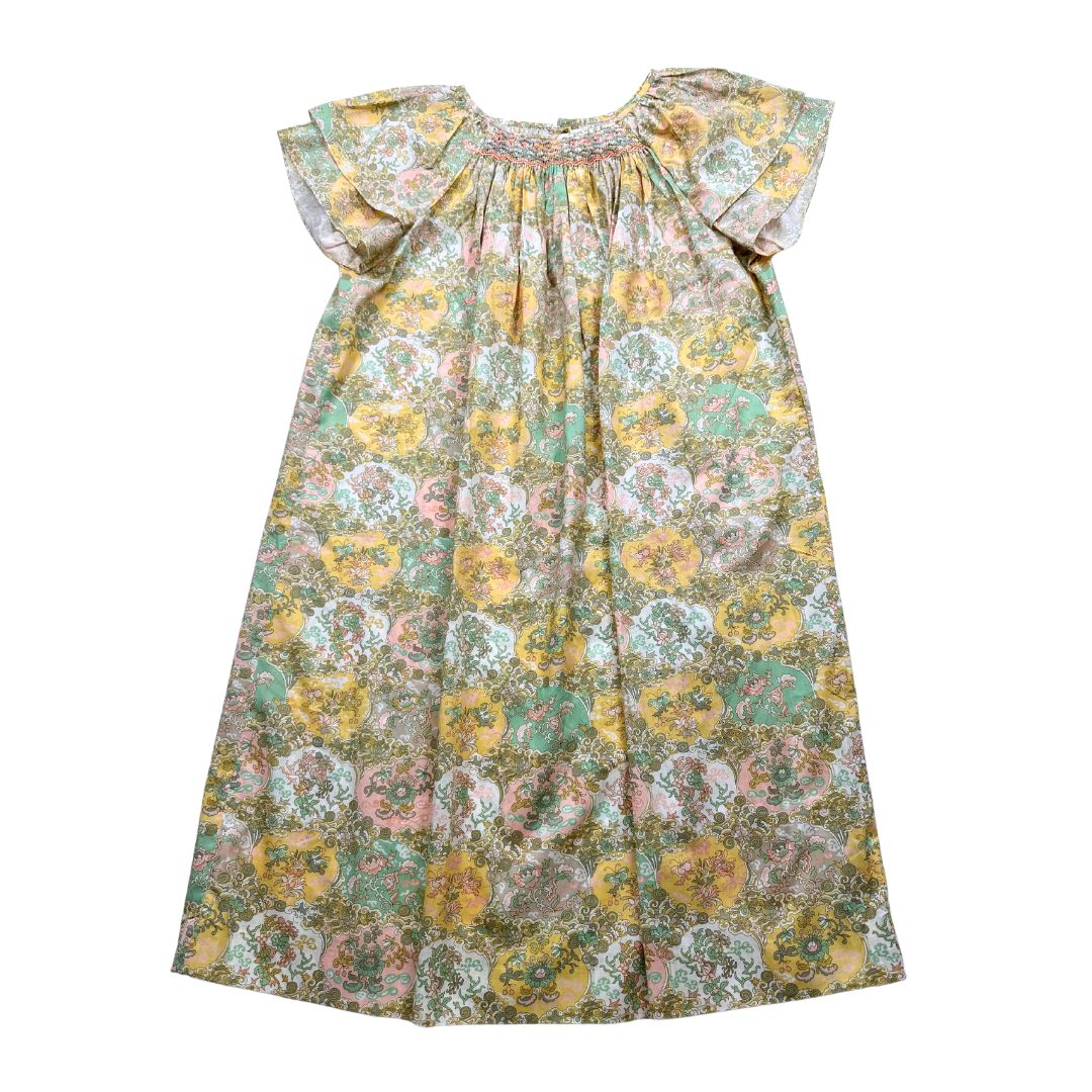 BONPOINT - Yellow dress with patterns and embroidery - 14 years