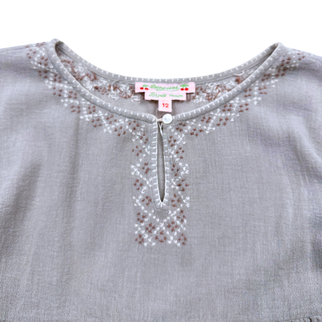 BONPOINT - Robe grise neuve avec col brodé - 12 ans