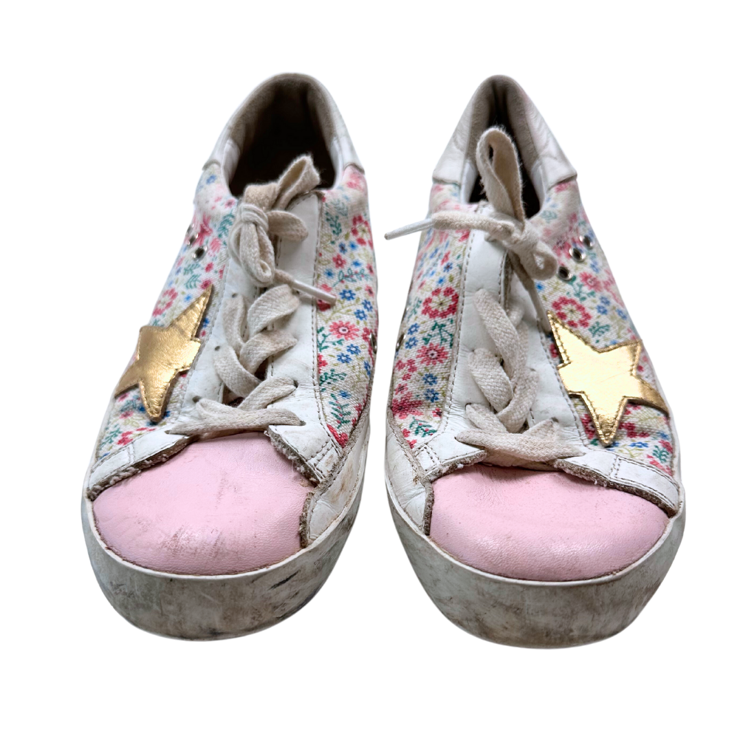 GOLDEN GOOSE - Weiße und rosa Sneakers mit Blumenmuster - 35