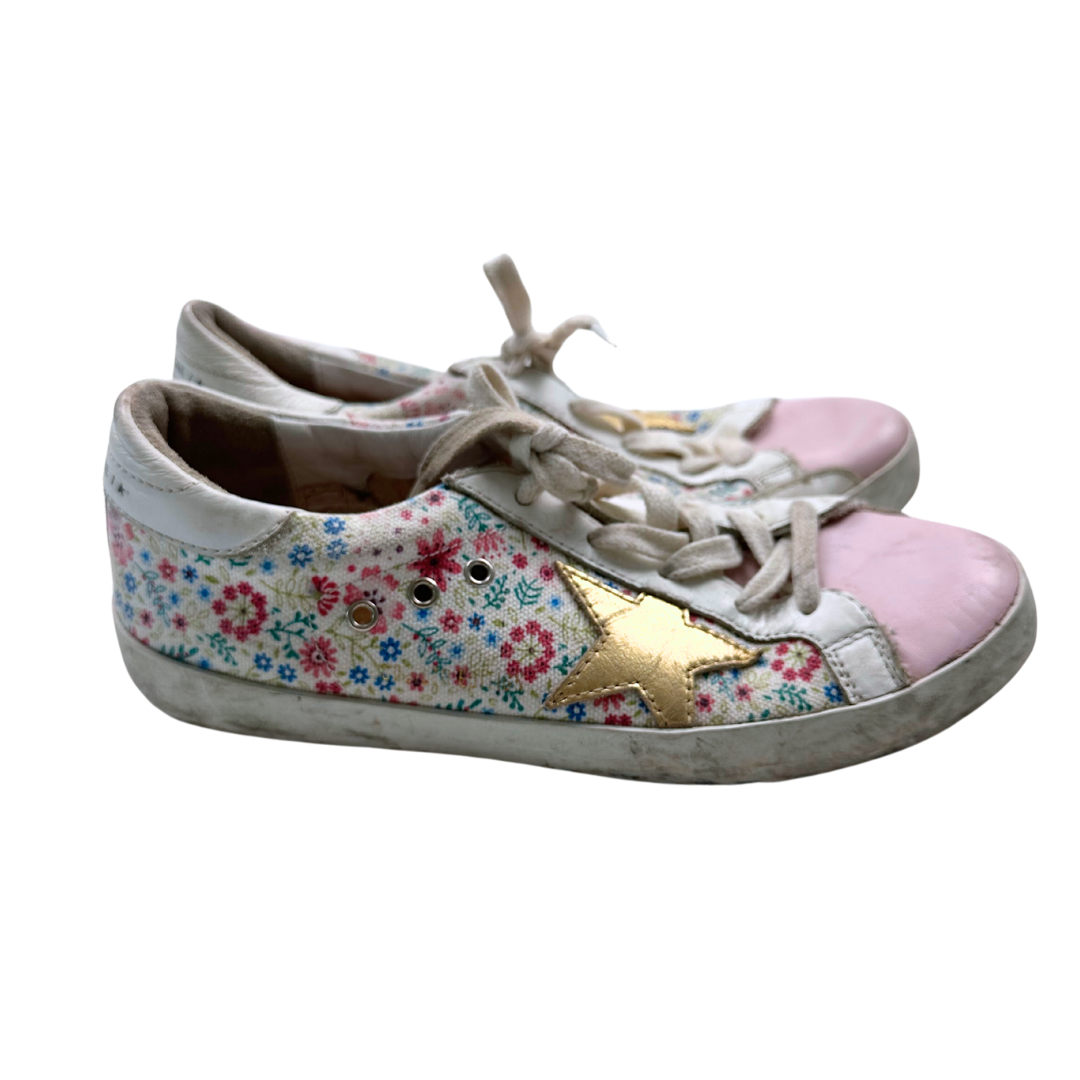 GOLDEN GOOSE - Baskets blanches et roses à fleurs - 35