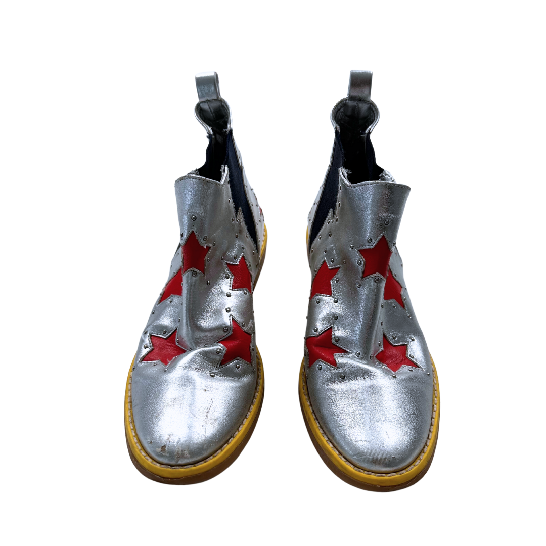STELLA MCCARTNEY - Bottines argentées avec étoiles rouges - 35