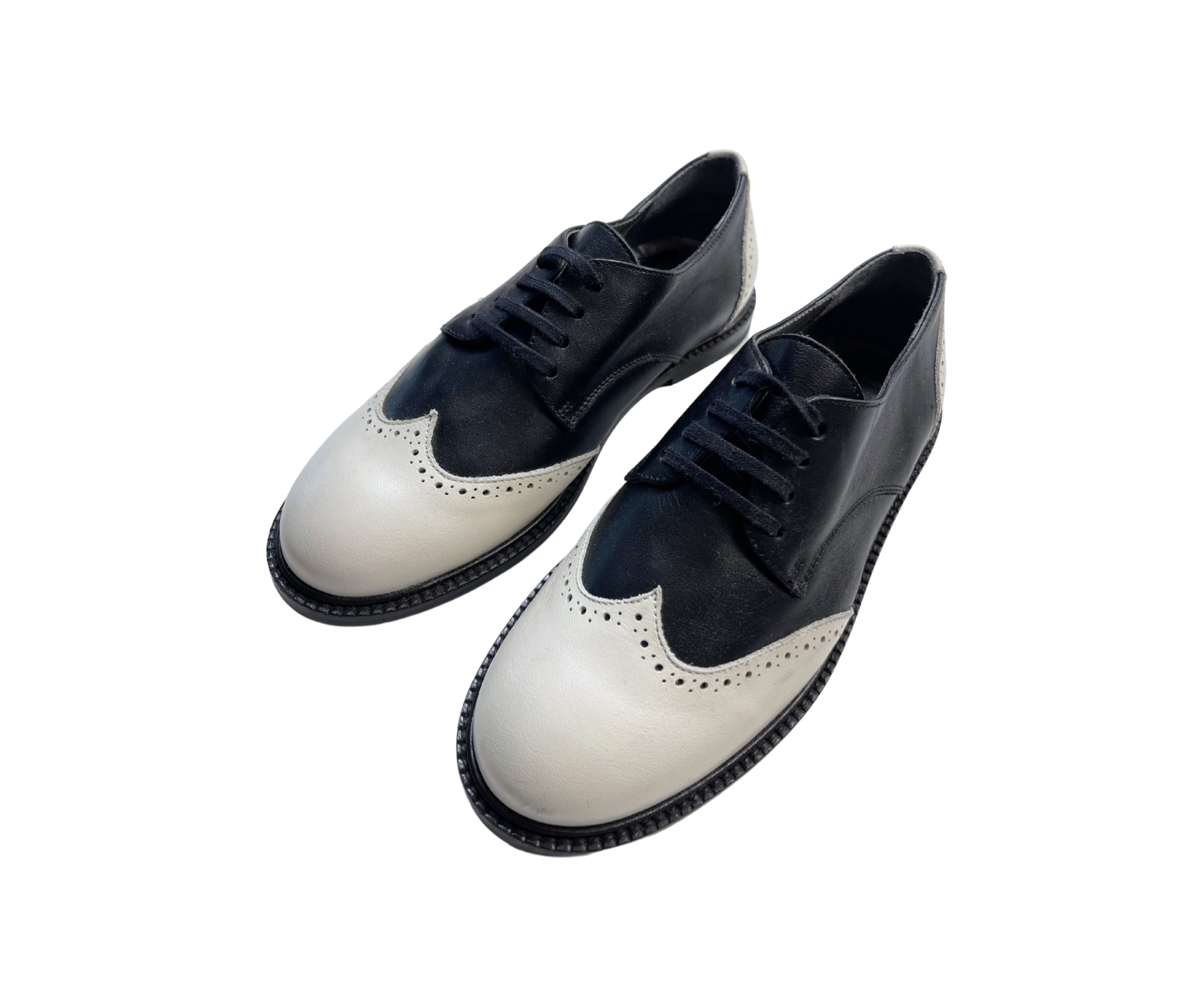 BONPOINT - Paire de derbies bleu marines et blanches - 33