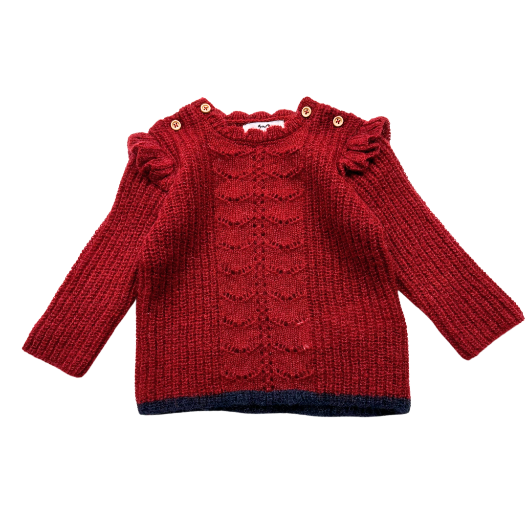 CYRILLUS - Pull rouge en laine - 6 mois