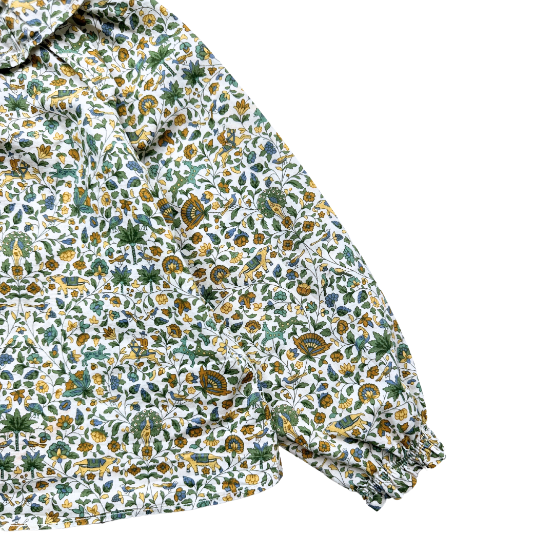 CYRILLUS - blouse blanche à fleurs vertes - 2 ans