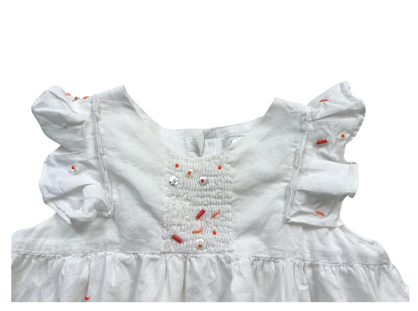 TARTINE & CHOCOLAT - White dress with ruffled sleeves - 18 months
