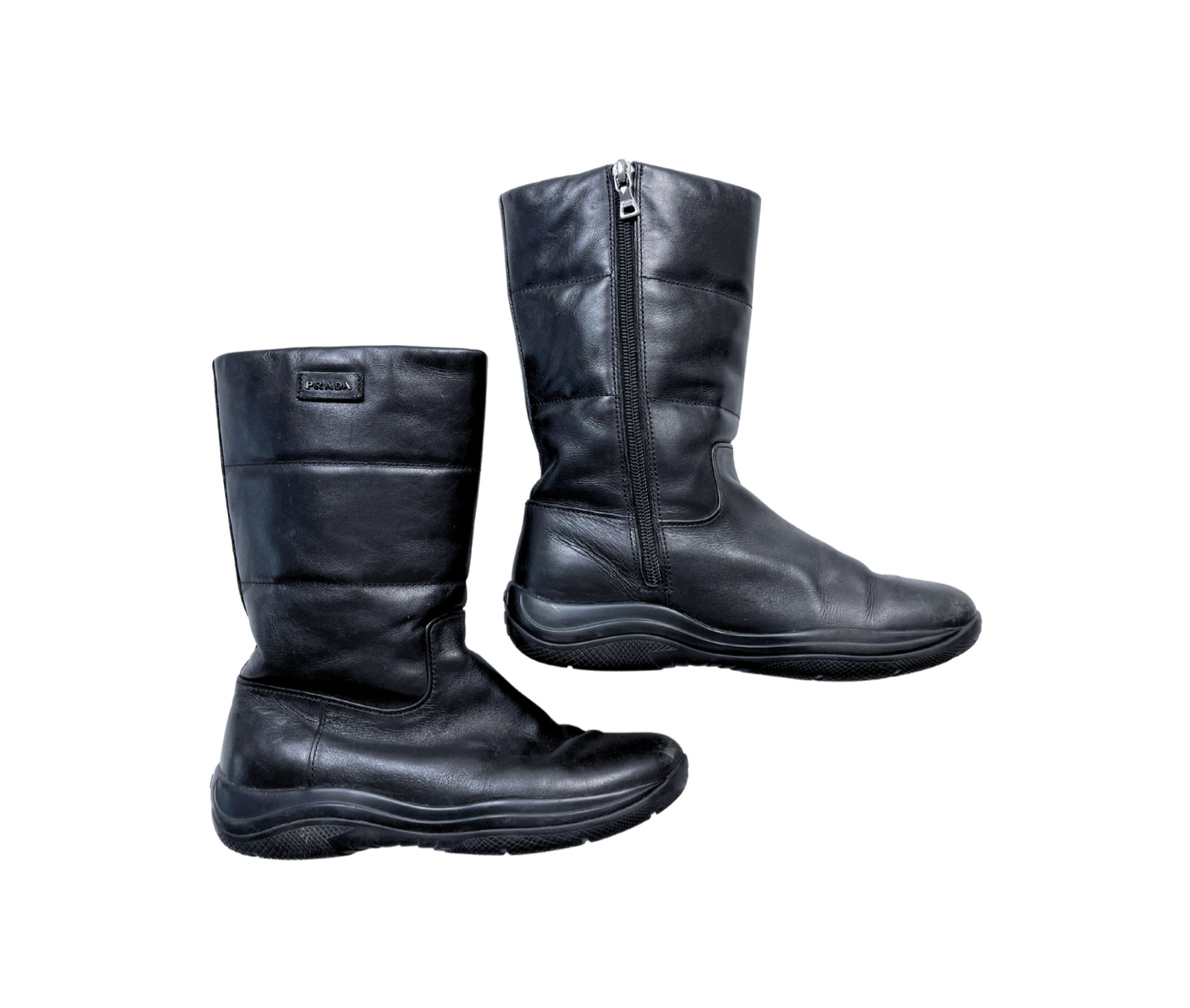 PRADA - Bottes noires en cuir - 34