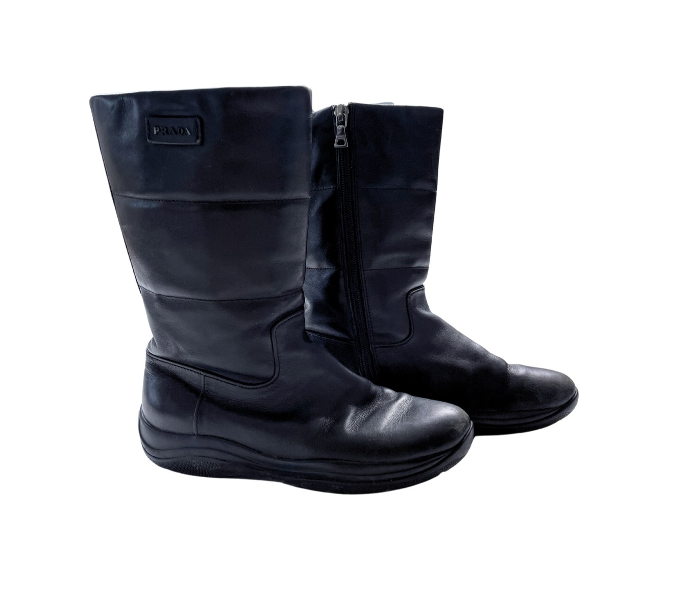 PRADA - Bottes noires en cuir - 34