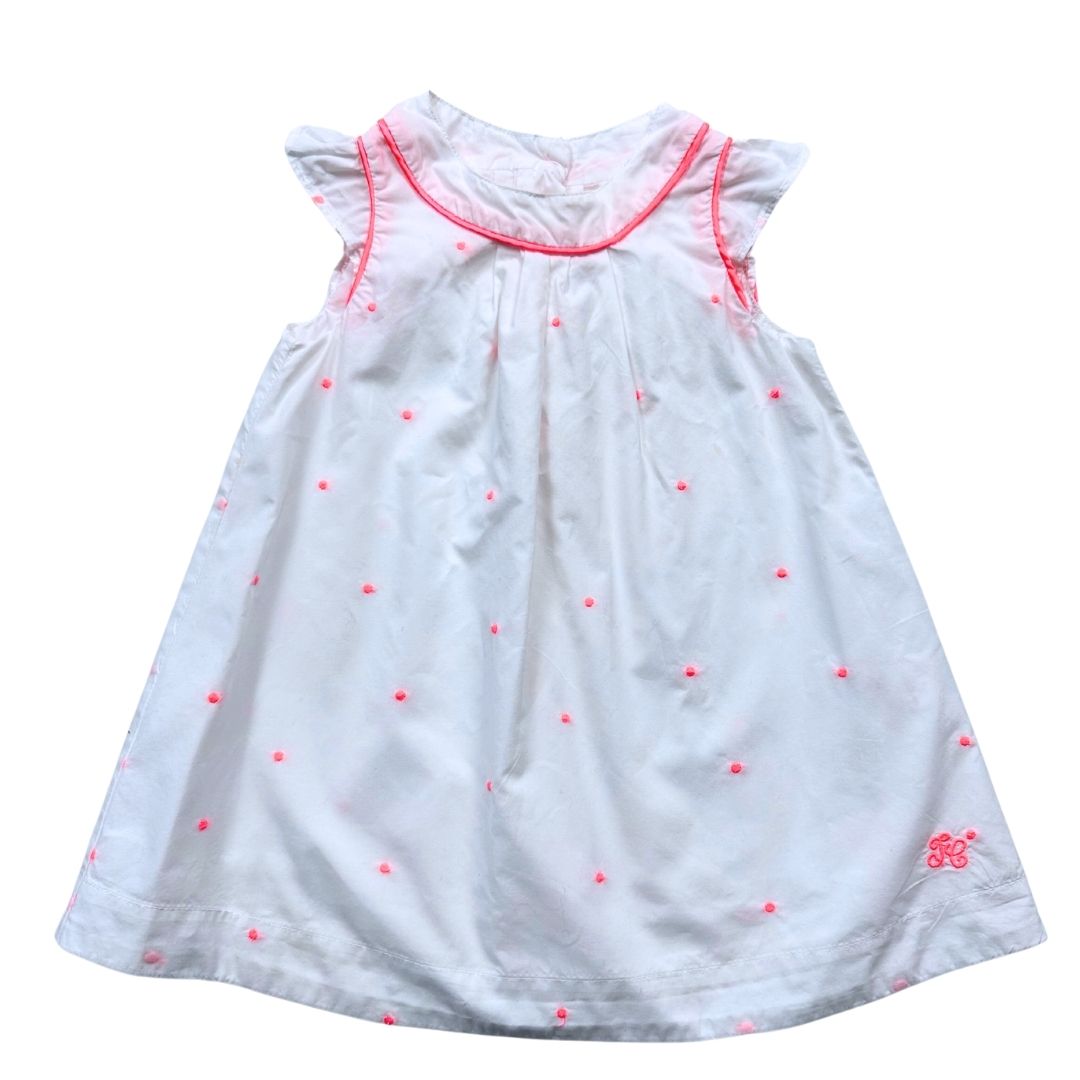 TARTINE & CHOCOLAT - Weißes Kleid mit rosa Besatz - 12 Monate