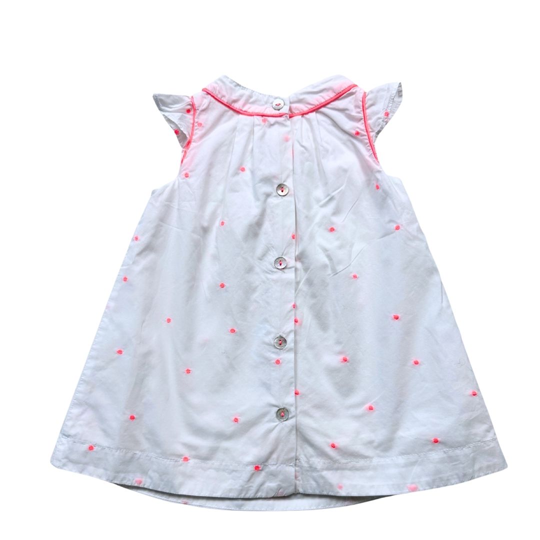 TARTINE & CHOCOLAT - Weißes Kleid mit rosa Besatz - 12 Monate