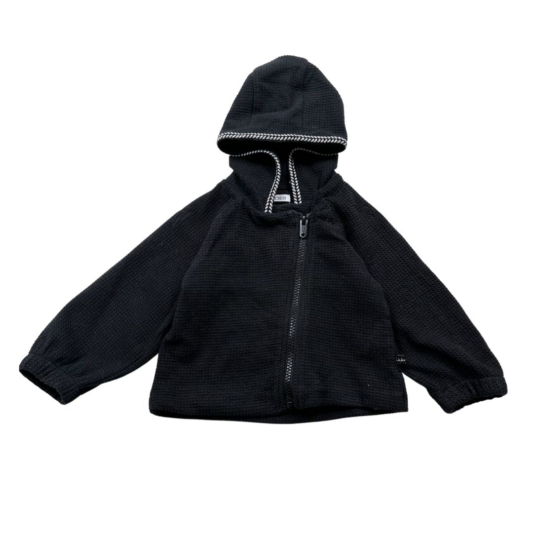 IKKS - Sweat noir à capuche matière " nid d'abeille" détails éclairs - 18 mois