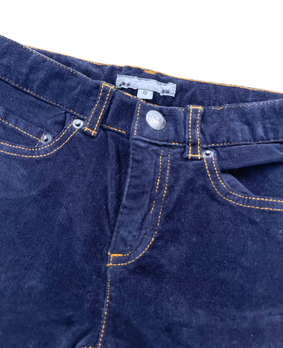 BONPOINT - Jean droit en velours bleu marine - 8 ans
