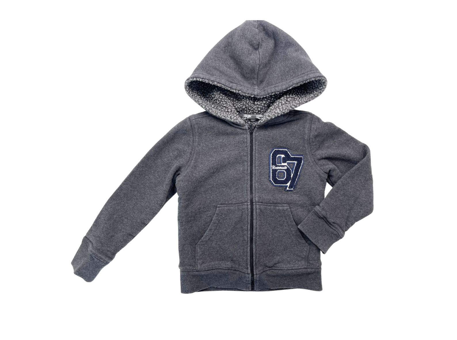BONPOINT - Sweat shirt à capuche gris fourré moumoute - 6 ans