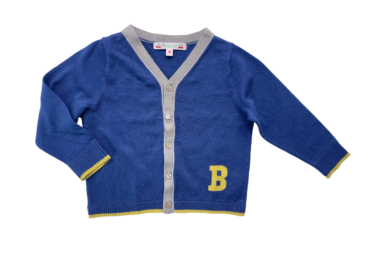 BONPOINT - Cardigan bleu « B » - 18 mois