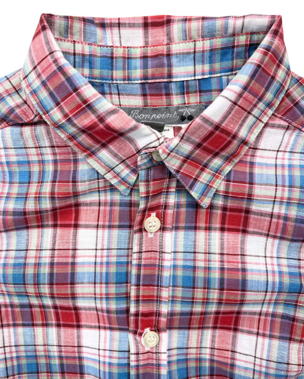 BONPOINT - Chemise à carreaux rose et bleue - 4 ans