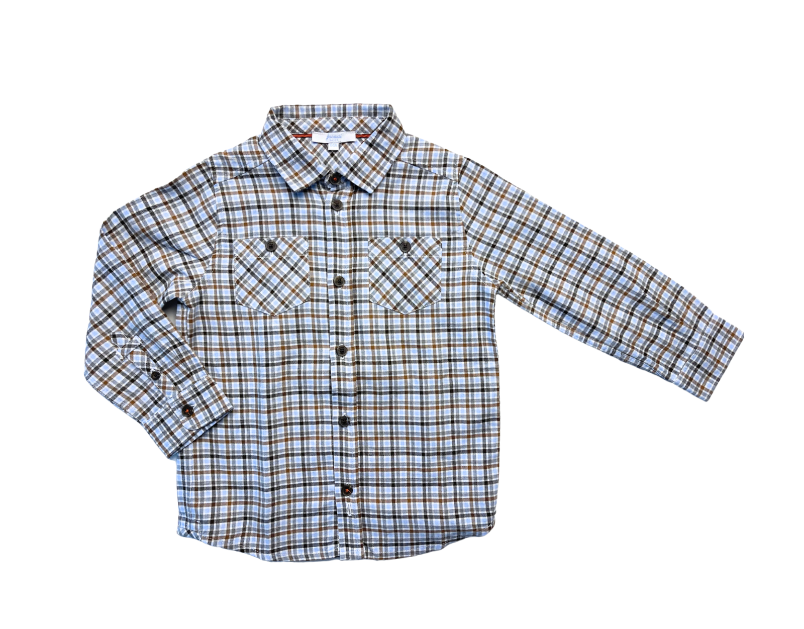 JACADI - Chemise bleue en coton à carreaux - 4 ans