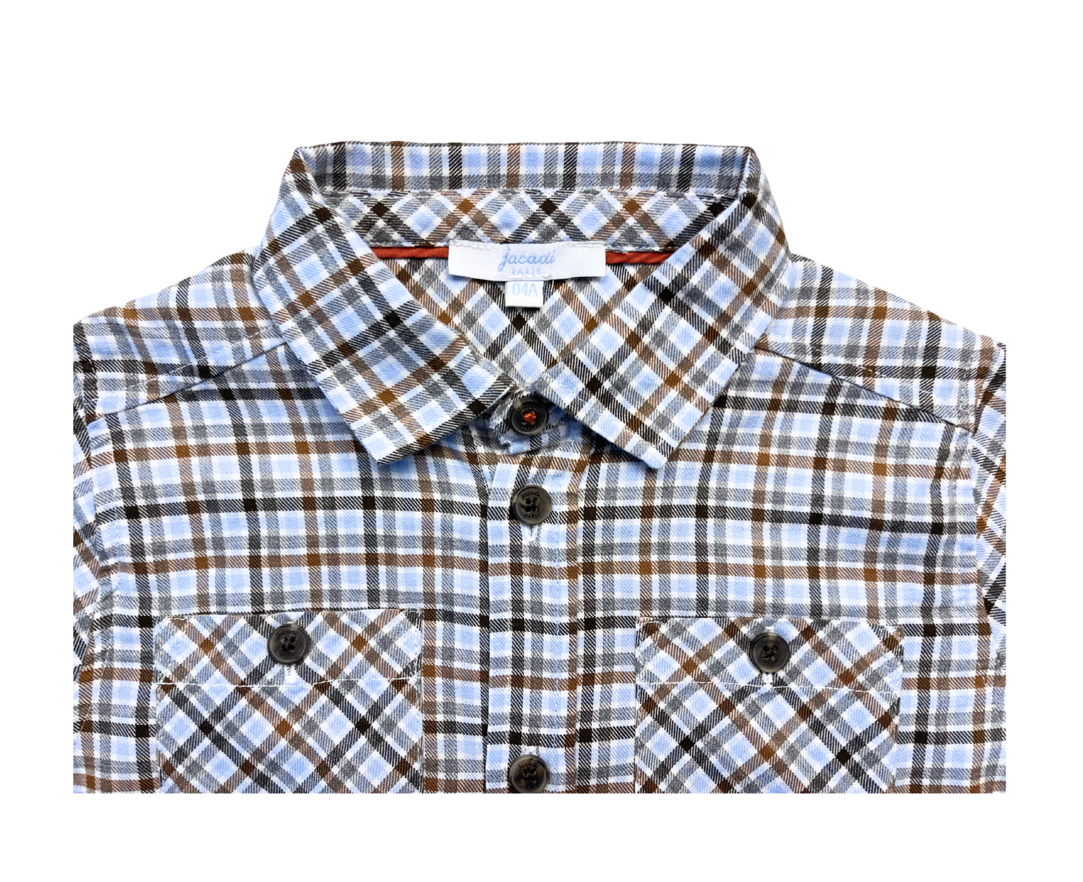 JACADI - Chemise bleue en coton à carreaux - 4 ans