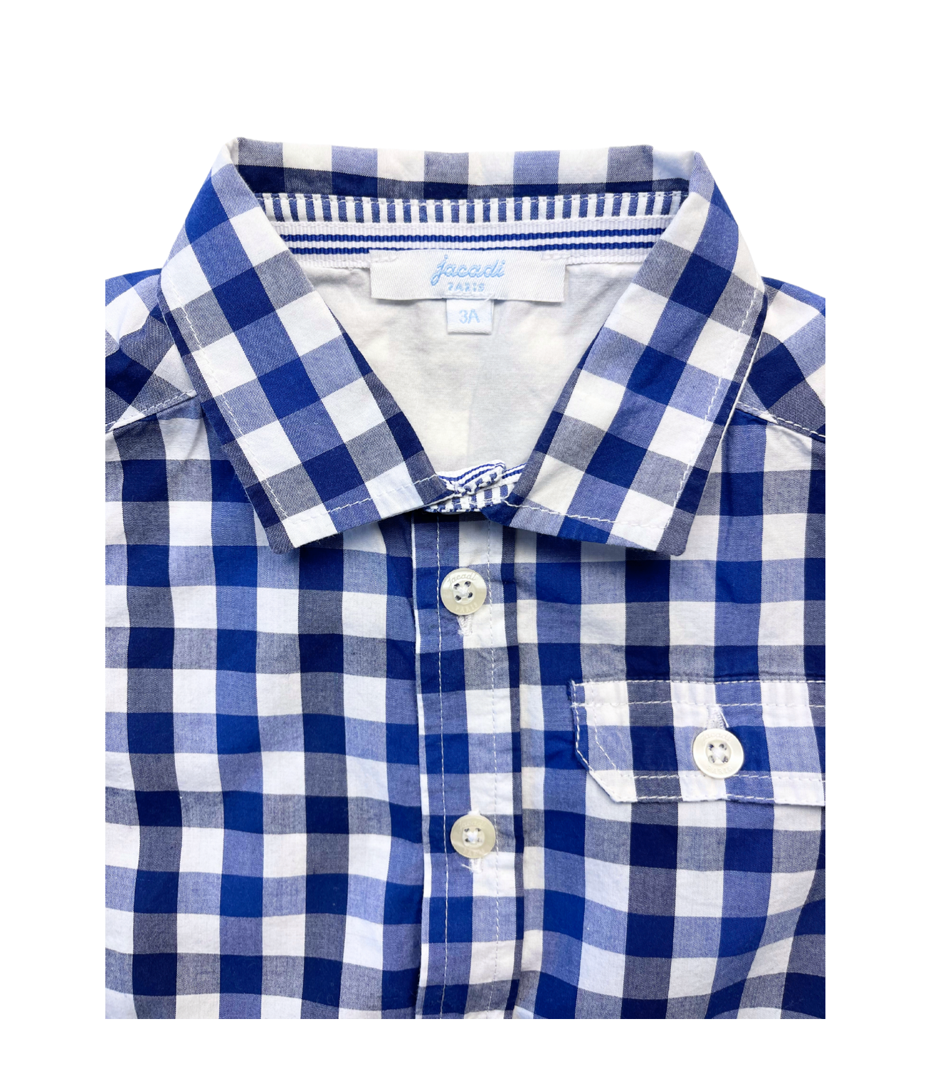 JACADI - Chemise manches courtes à carreaux bleus - 3 ans