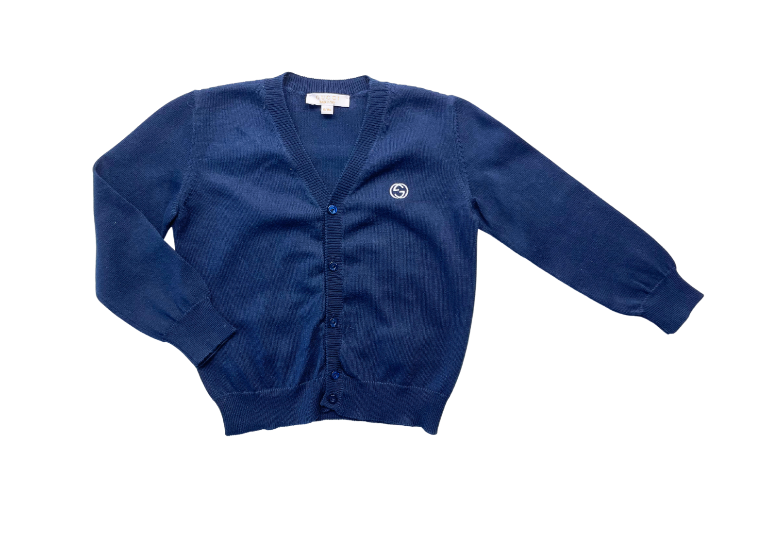 GUCCI - Cardigan bleu marine en coton - 12/18 mois
