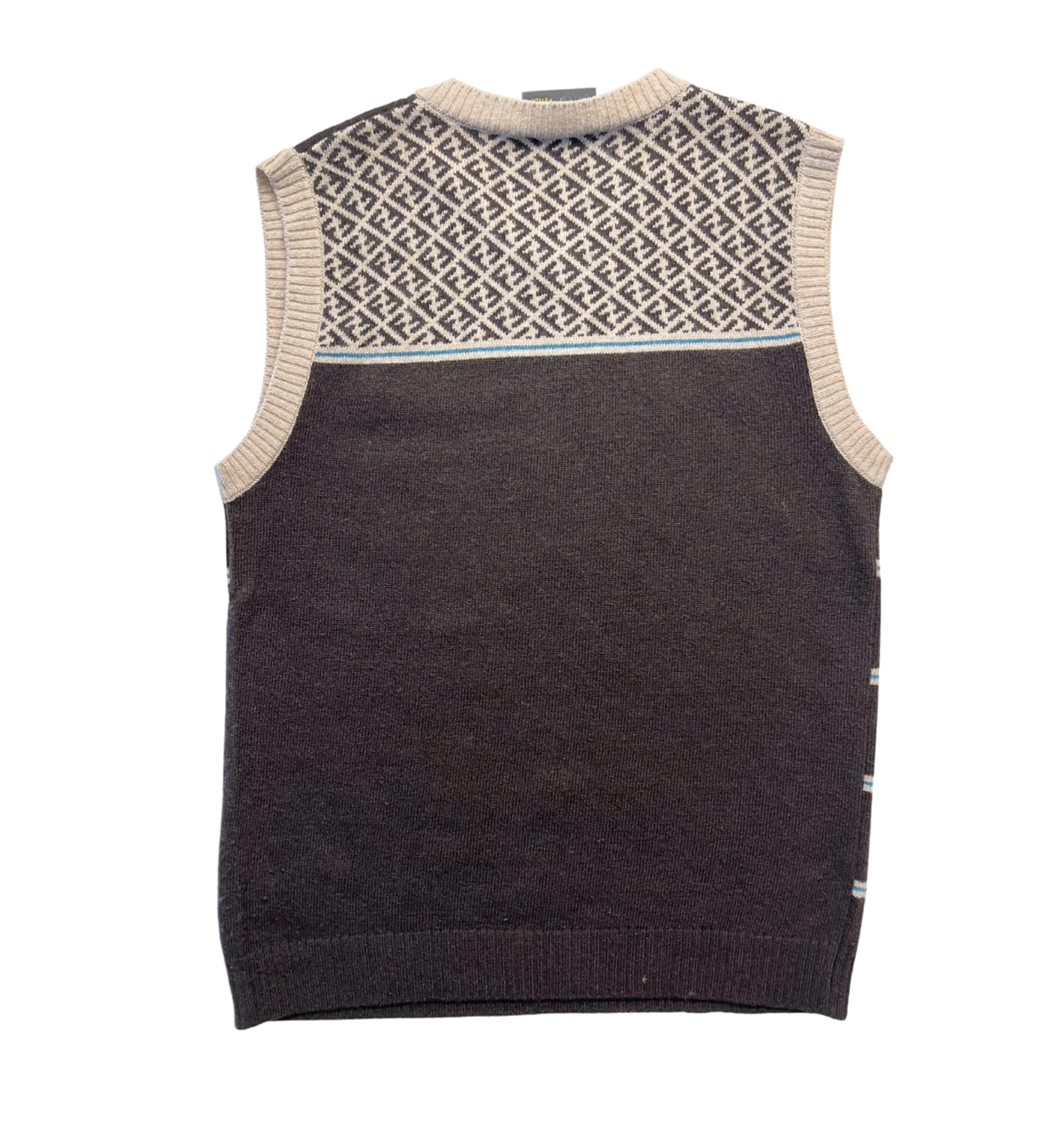 FENDI - Pull sans manches marron à rayures - 8 ans