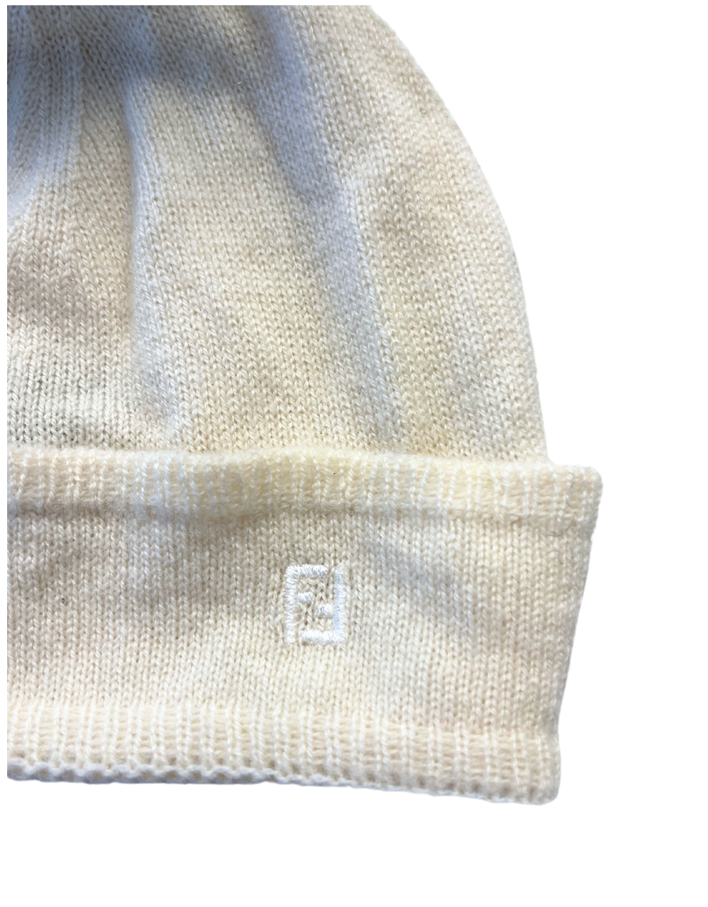 FENDI - Bonnet crème en cachemire avec pompon - 4/8 ans