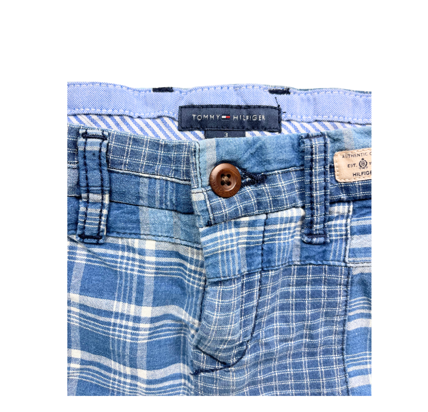 TOMMY HILFIGER - Blue checked Bermuda shorts - 3 years